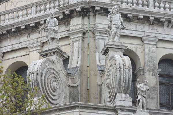Detailed view of the Basilica of Santa Maria della Salute, Venice, Veneto, Italy
