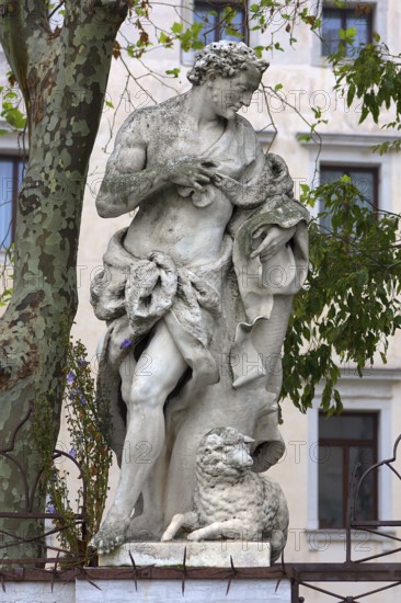 Biblical sculpture with lamb, Venice, Veneto, Italy