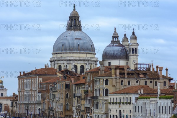 Santa Maria della Salute behind the Palazzi, Venice, Veneto, Italy