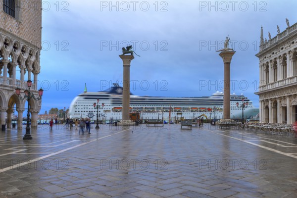 Cruise ship sails past St. Mark's Square, Venice, Veneto, Italy