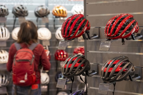 Fahrrad Essen, public fair in the halls of Messe Essen, retailers and manufacturers show everything about bicycles, e-bikes, accessories, bus bicycle helmets, North Rhine-Westphalia, Germany