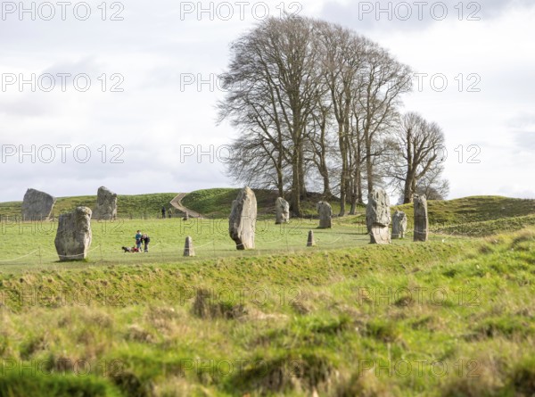 Standing stones of prehistoric henge and stone circle, Avebury, Wiltshire, England, UK
