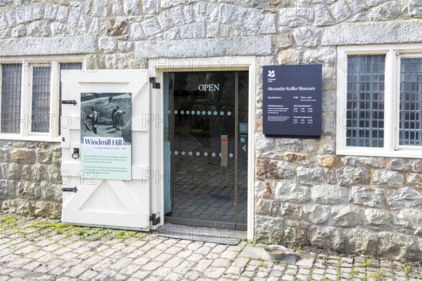 Entrance door to Alexander Keiller archaeology museum, Avebury, Wiltshire, England, UK