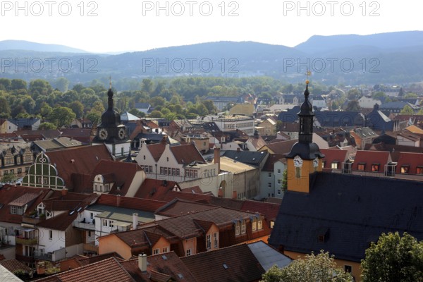View of the city from Heidecksburg, Rudolstadt, Saalfeld-Rudolstadt district, Thuringia, Germany