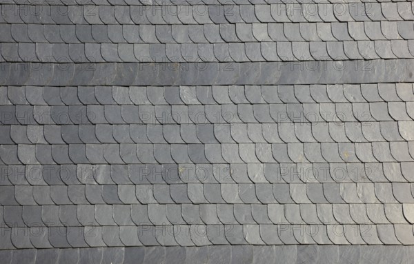 Slate tiles on a house, typical of Rudolstadt, Saalfeld-Rudolstadt district, Thuringia, Germany