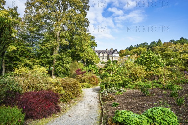 The color of autumn in Bodnant House and Garden, Conwy River, Colwyn Bay, Conwy, Wales, United Kingdom