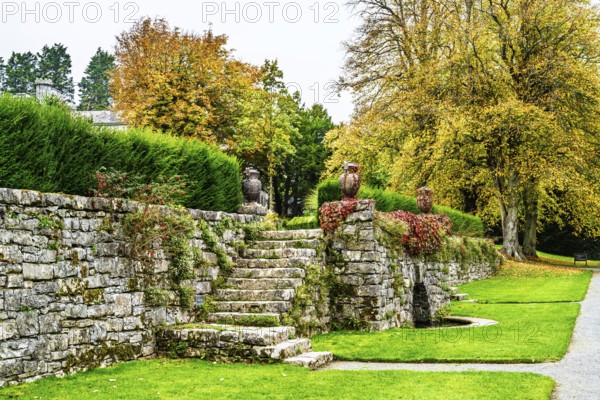 Autumn colors over Plas Newydd House and Gardens and Parkland, Llanfairpwllgwyngyll, Anglesey, Wales, UK