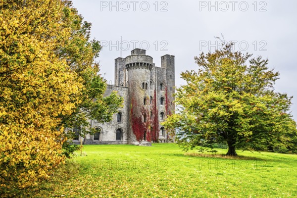 Autumn colors over Penrhyn Castle and Garden, Llandygai, Bangor, Gwynedd, North Wales, UK