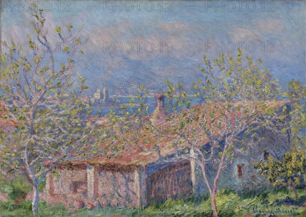 Claude Monet (b. 14 November 1840 in Paris as Oscar-Claude Monet, d. 5 December 1926) important French painter, Impressionist style. Here is his work, Gardener's House at Antibes (1888), A rustic house in a spring landscape with a view of the distant sea
