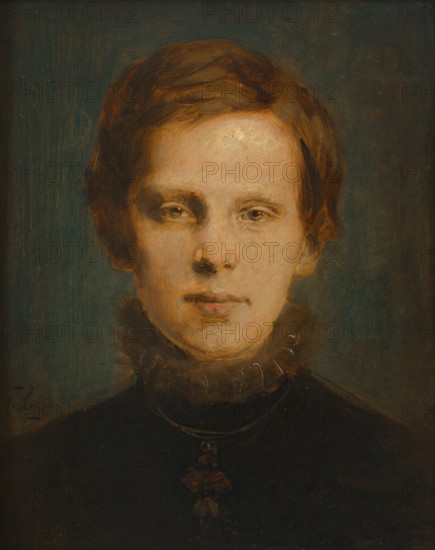 Painting, Reproduction of the painting, Work of art, Historical, Franz Seraph Lenbach, since 1882 Knight of Lenbach (born 13 December 1836 in Schrobenhausen, died 6 May 1904 in Munich), German painter, Munich painter prince, here his work:, Crown Prince Rudolf (1873), Rupprecht of Bavaria (born 18. May 1869 in Munich, died 2 August 1955 in Schloss Leutstetten near Starnberg) was the last Bavarian crown prince, A young man with a focused expression in a blue background