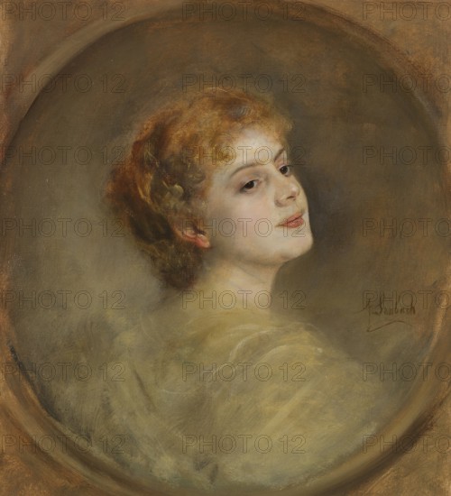 Painting, Reproduction of the painting, Work of art, Historical, Franz Seraph Lenbach, since 1882 Knight of Lenbach (born 13 December 1836 in Schrobenhausen, died 6 May 1904 in Munich), German painter, Munich painter prince, here his work:, Lily von Poschinger (1896), Portrait of a woman with soft colours and gentle smile