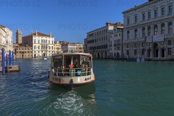 Palaces on the Grand Canal and a Traghetto, Venice, Veneto, Italy
