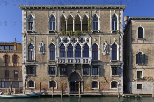 Historic façade of the Palazzo Loredan dell'Ambasciatore on the Grand Canal, Venice, Veneto, Italy