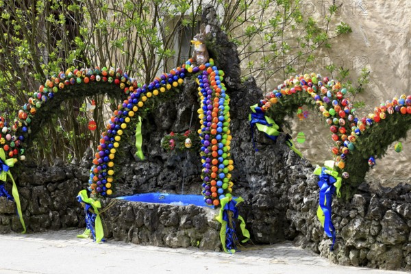 Easter fountain in Franconian Switzerland, Bamberg district, Upper Franconia, Bavaria, Germany