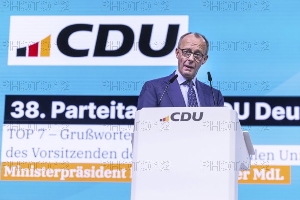 38th Federal Party Congress of the CDU of Germany in Stuttgart. Federal Chancellor Friedrich Merz. Stuttgart, Baden-Württemberg, Germany