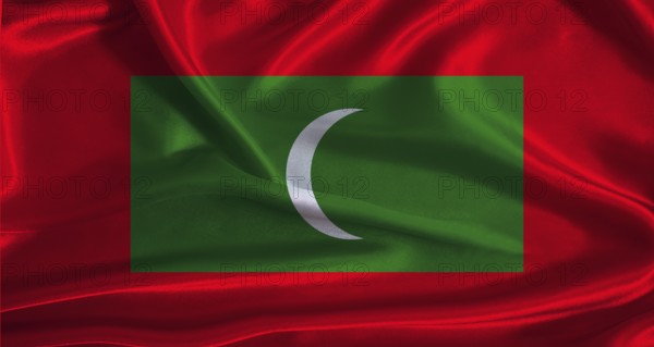 Maldives flag with cloth textured background. National flag of Maldives with realistic texture