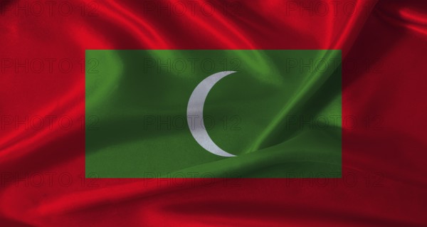 National flag of Maldives with cloth texture. Maldives flag with realistic texture background