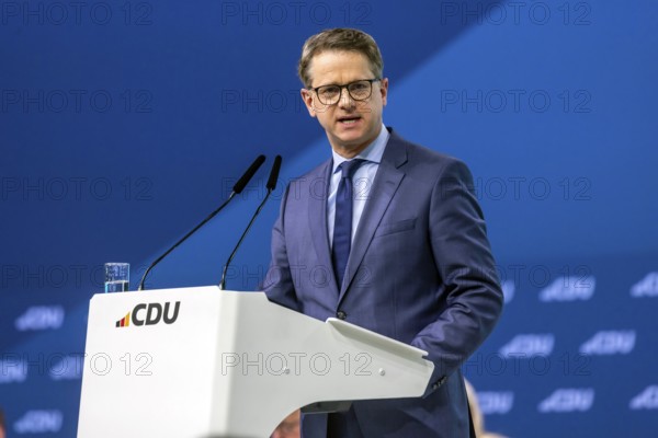38th Federal Party Conference of the CDU in Stuttgart. Carsten Linnemann (MdB, Secretary General) during his speech. Stuttgart, Baden-Württemberg, Germany