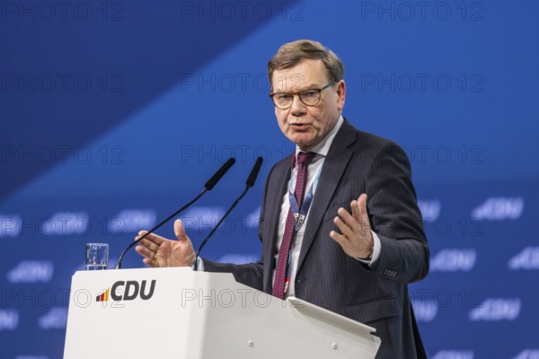 38th Federal Party Congress of the CDU of Germany in Stuttgart. Johann Wadephul, Minister of Foreign Affairs. Stuttgart, Baden-Württemberg, Germany