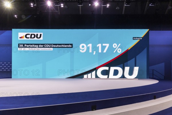 Stuttgart, Baden-Württemberg, 38th Federal Party Congress of the CDU of Germany in Stuttgart. Federal Chancellor Friedrich Merz became 91