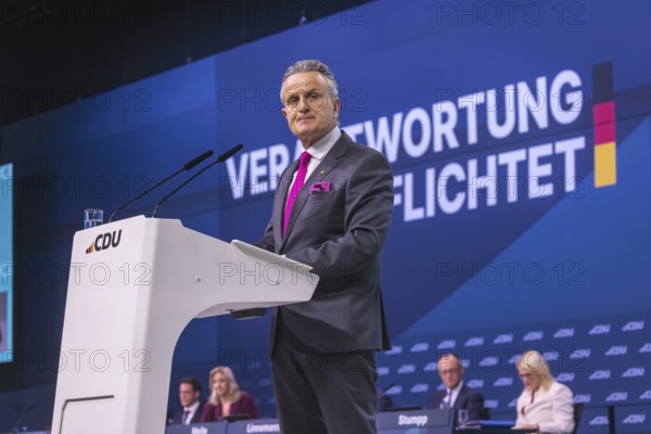 38th Federal Party Congress of the CDU of Germany in Stuttgart. Greetings from Dr. Frank Nopper, Oberbrügermeister of the state capital Stuttgart. Stuttgart, Baden-Württemberg, Germany