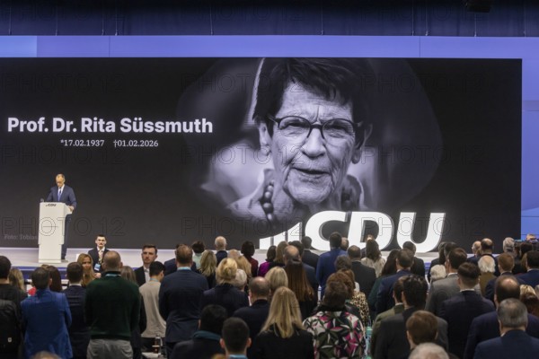 38th party congress of the CDU of Germany in Stuttgart. Remembrance of the dead for deceased members. For Rita Süssmuth, among others. Stuttgart, Baden-Württemberg, Germany