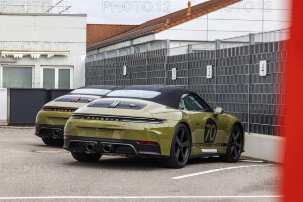 Porsche 911 Spirit 70, a special model limited to 1500 pieces. The convertible based on the Porsche 992.2 Carrera GTS has historically inspired design features. Stuttgart, Baden-Württemberg, Germany