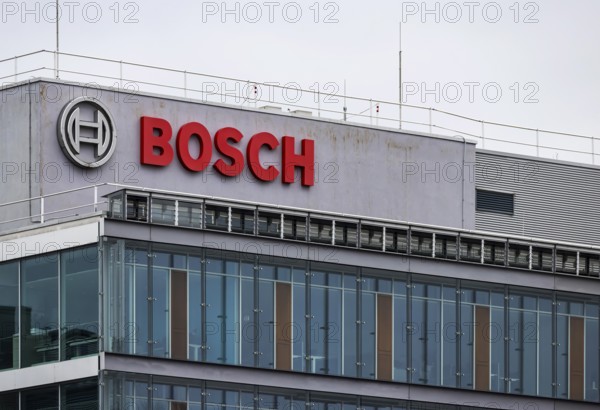 Bosch company building in Feuerbach. Façade with company logo. Stuttgart, Baden-Württemberg, Germany