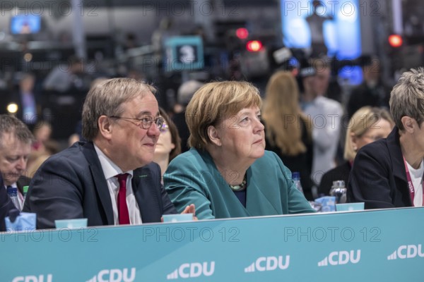 38th Federal Party Congress of the CDU of Germany in Stuttgart. Armin Laschet and Angela Merkel. Stuttgart, Baden-Württemberg, Germany