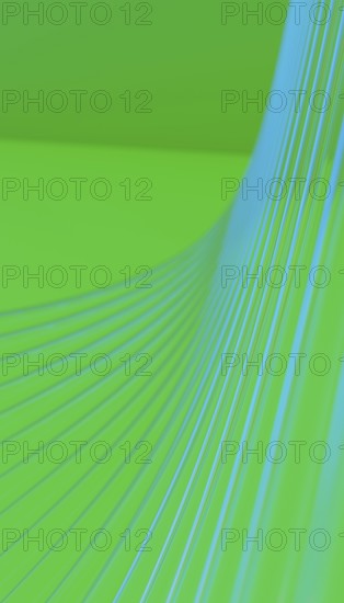 Dynamic abstract image of curved blue lines against a vibrant green background, creating a visually striking and harmonious design with flowing movement and vivid colors