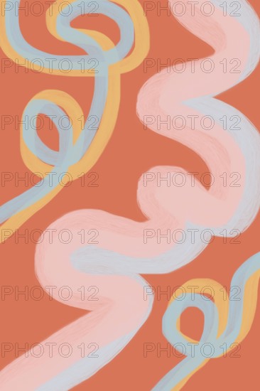 An illustration featuring a pastel color background with abstract, flowing wave patterns. Soft hues create a calming and artistic visual effect