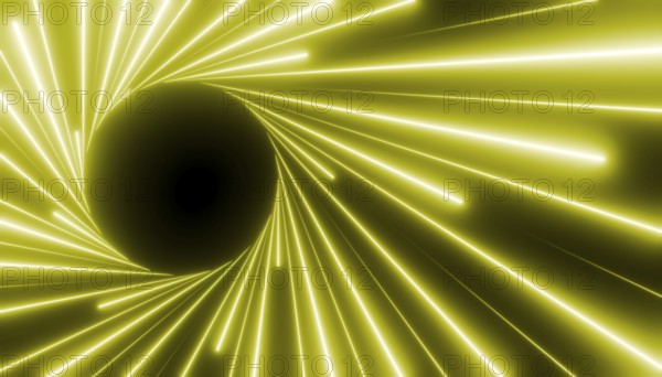 Abstract rendering featuring a glowing green tunnel with dynamic lines radiating towards a central point. Bright and futuristic, the design evokes motion and energy