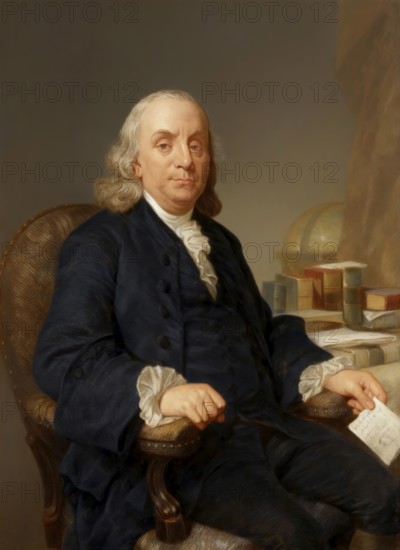 Benjamin Franklin, 1706 - 1790, North American polymath, writer, scientist, inventor, statesman, diplomat, printer, publisher and political philosopher, one of the Founding Fathers of the United States, signer of the Declaration of Independence