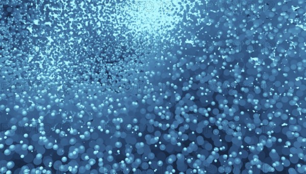 A large collection of vibrant blue spheres in various sizes, rendered in 3D to create a visually rich and textured surface