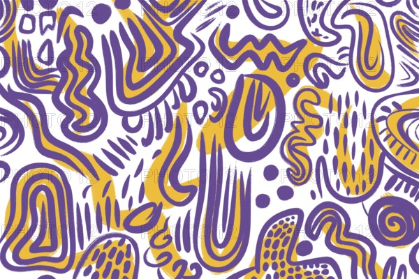A dynamic curves illustration featuring bold purple and yellow hues. The abstract design is filled with fluid shapes and energetic lines, creating a lively visual effect