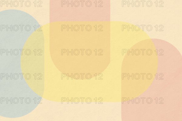 Soft pastel abstract geometric background featuring overlapping shapes with a retro, vintage aesthetic. Perfect for artistic designs, digital art, and wallpapers