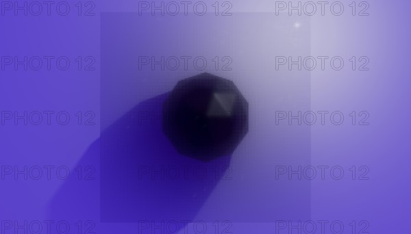 A digital art illustration showcasing a black geometric shape casting a long shadow on a violet background The use of gradient and texture adds a modern and abstract feel