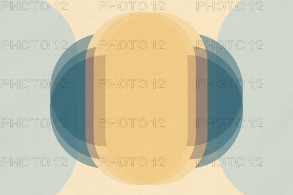 A minimalist abstract design with overlapping geometric shapes in muted tones. The harmonious blend of colors and symmetry creates a modern and artistic visual appeal