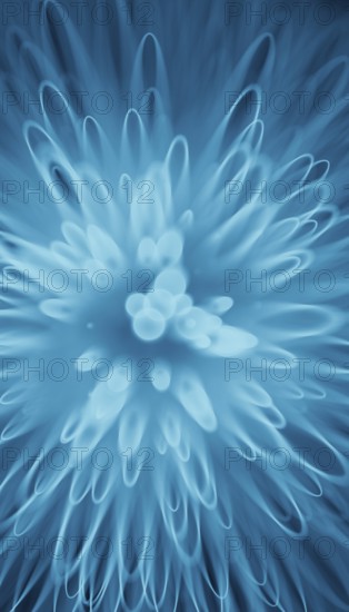 This captivating image features a dynamic 3D render of flowing abstract shapes in various shades of blue, creating a serene and artistic atmosphere ideal for backgrounds or design projects