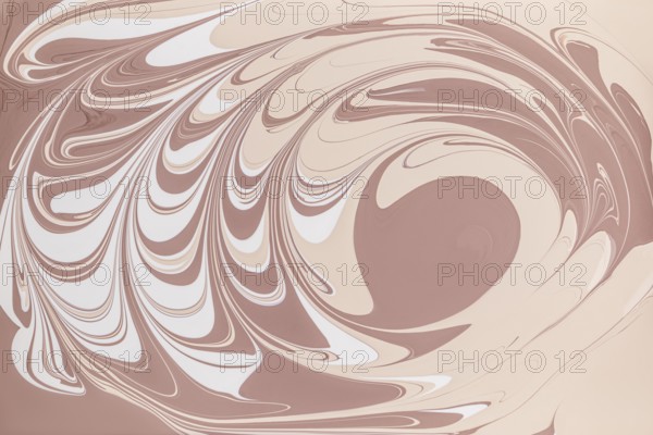 A stunning abstract design featuring a swirling floral pattern in beige and pink acrylic paint. The fluid art style creates a soothing, elegant composition perfect for creative projects