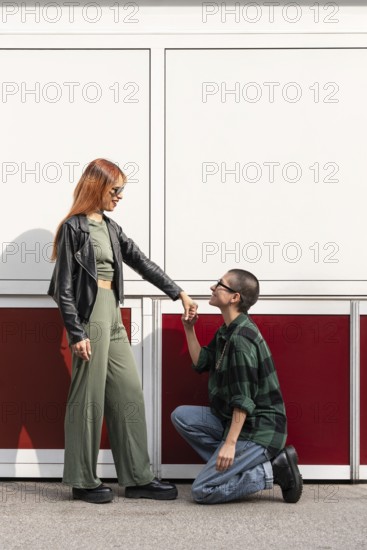 Colombian lesbian couple embraces love and diversity. They represent LGBTQIA+ unity, showcasing respect, equality, and liberty. Celebrating identity and same-sex affection
