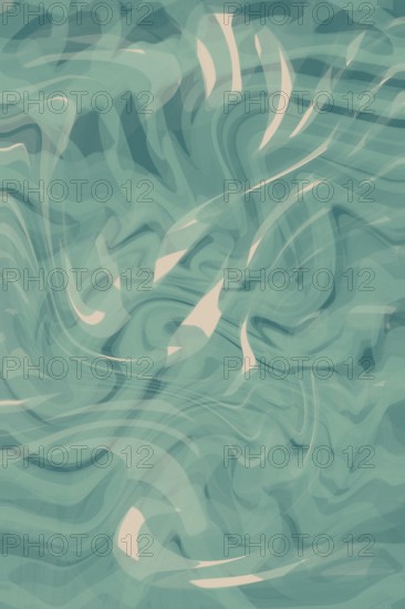 This abstract background illustration features smooth, flowing teal waves with cream highlights. The fluid design creates a calming, serene aesthetic perfect for creative projects