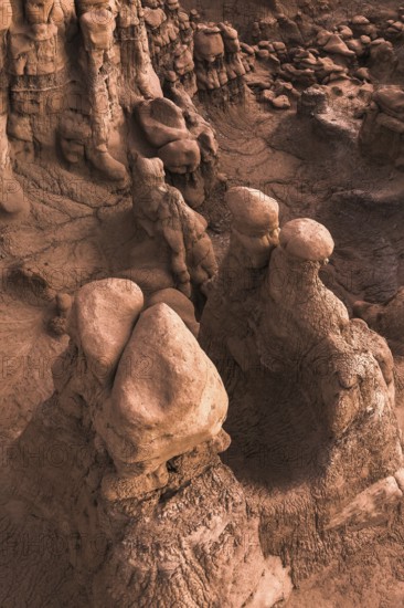 Bizarre and intricate rock formations dominate the landscape at Goblin Valley State Park in Utah, offering a surreal and alien terrain of red rock hoodoos