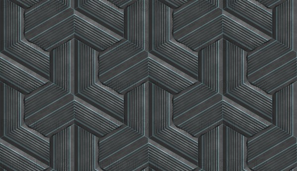 A captivating 3D illustration of hexagon stripes forming a seamless geometric pattern. Perfect for modern design projects, offering depth and texture