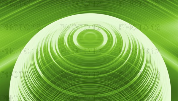 A dynamic and vibrant 3D render of green holographic waves, creating a mesmerizing circular pattern suitable as a futuristic virtual background or digital wallpaper