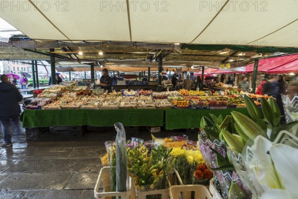 Market day, Rialto market in the San Polo district, Venice, Veneto, Italy