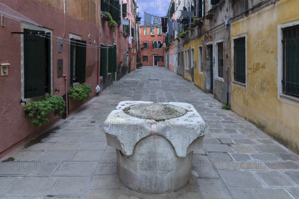Fountain in the Castello Giardini district, Venice, Veneto, Italy