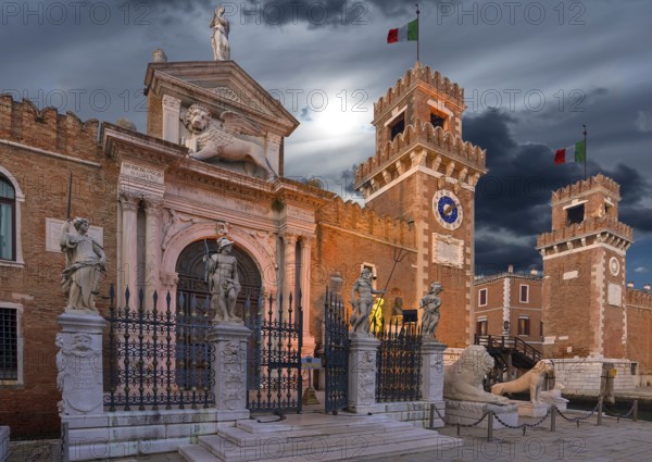 Entrance portal and gate Ingresso all'Acqua from the Arsenal, Renaissance, Venice, Veneto, Italy