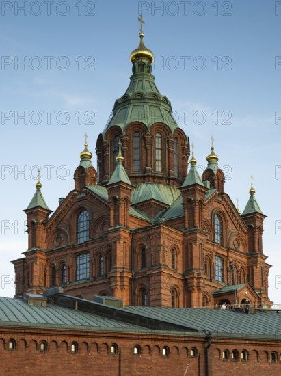 Russian Orthodox Uspenski Cathedral in the evening light, Katajanokka, Helsinki, Finland