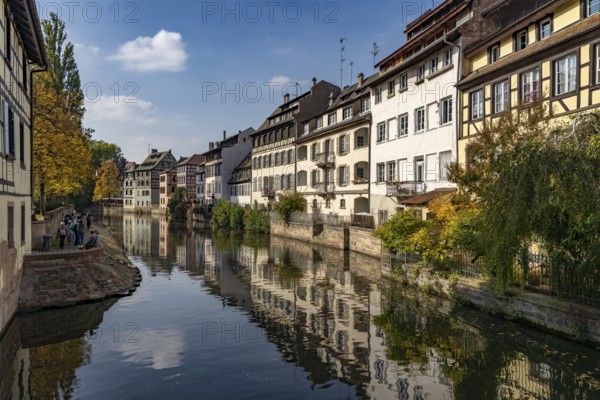 Half-timbered buildings on the Ill in the La Petite France tanners' quarter, Strasbourg, Alsace, France